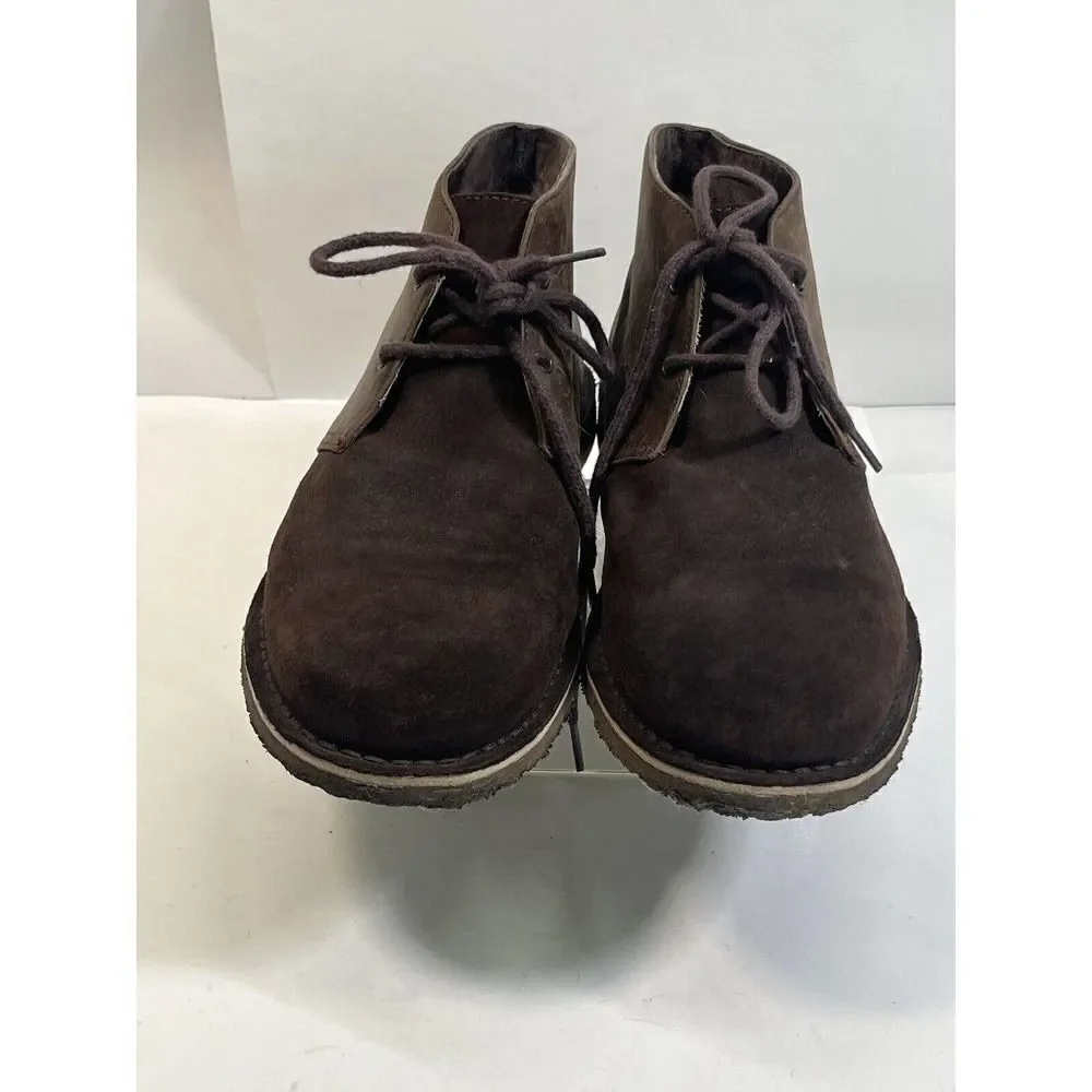 Ugg Mens Boots Size 11 US Chukka Desert Brown‎ Leather Suede Leighton Two Tone